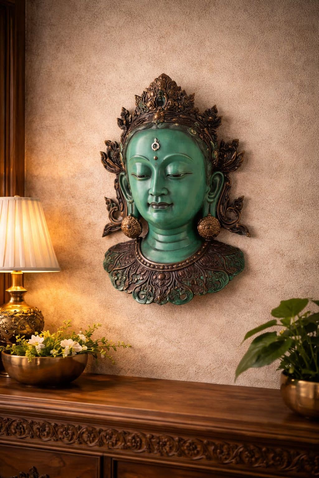 Ancient Green Deity Mask view 2