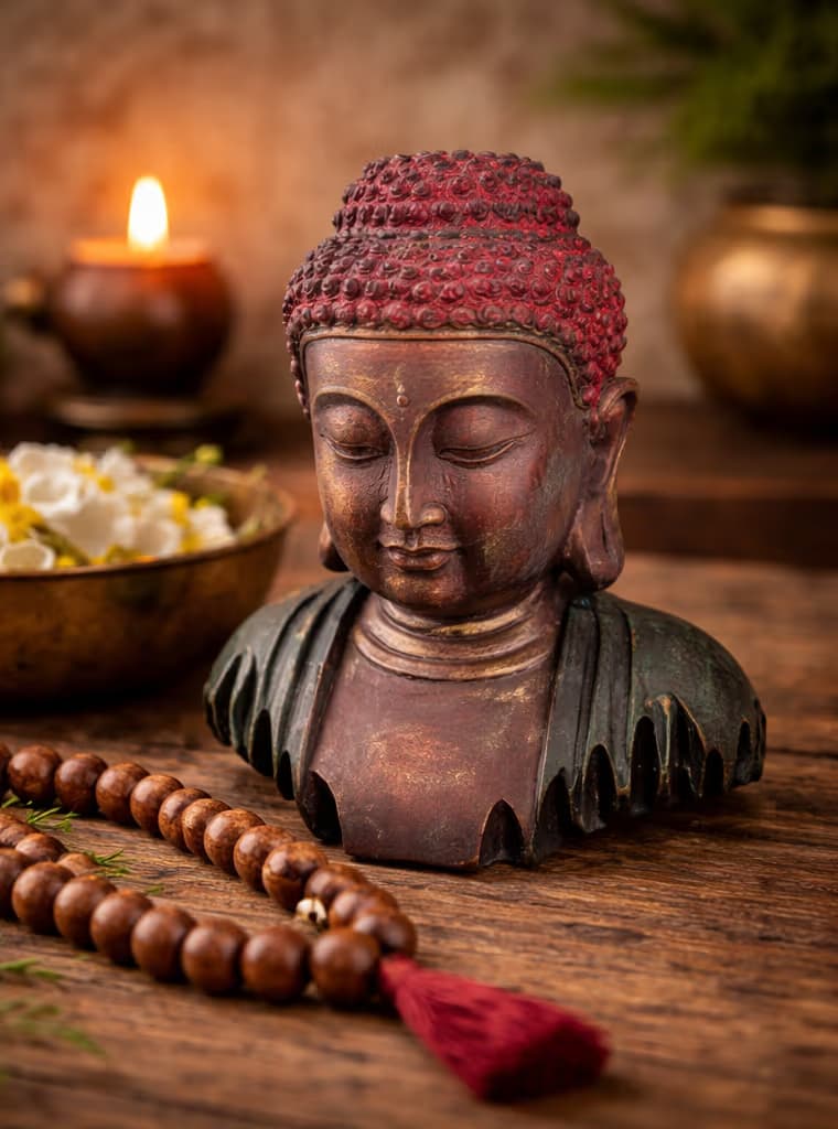 Serene Buddha Head Sculpture