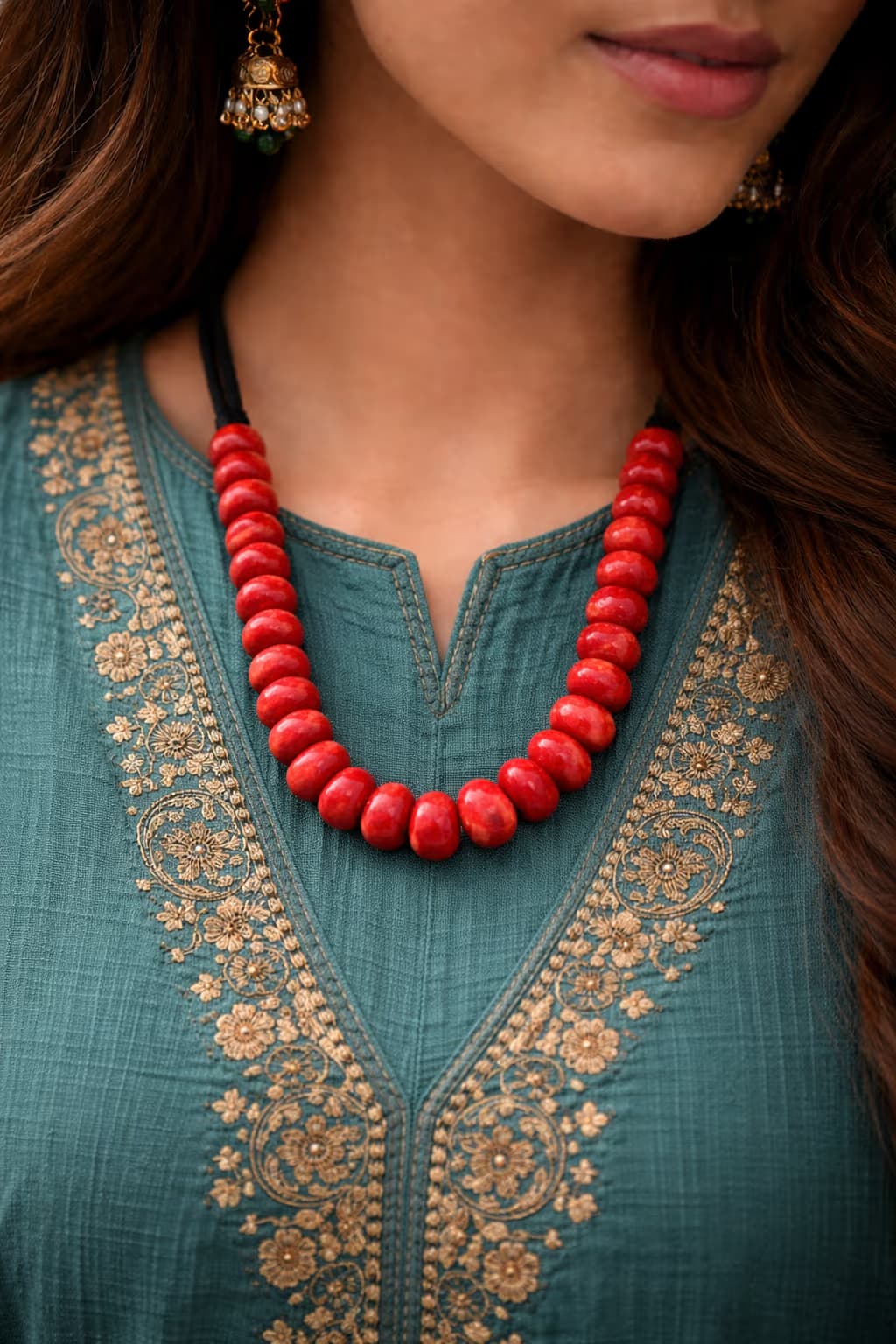 Tribal Red Bead Necklace